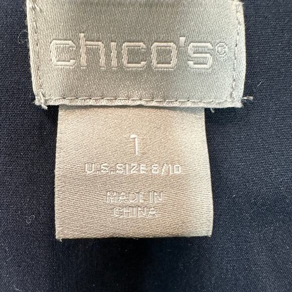 Chicos Dress Womens 1 Blue Pink Tunic Beaded Hippie Boho Peasant Coastal Resort - Picture 3 of 12